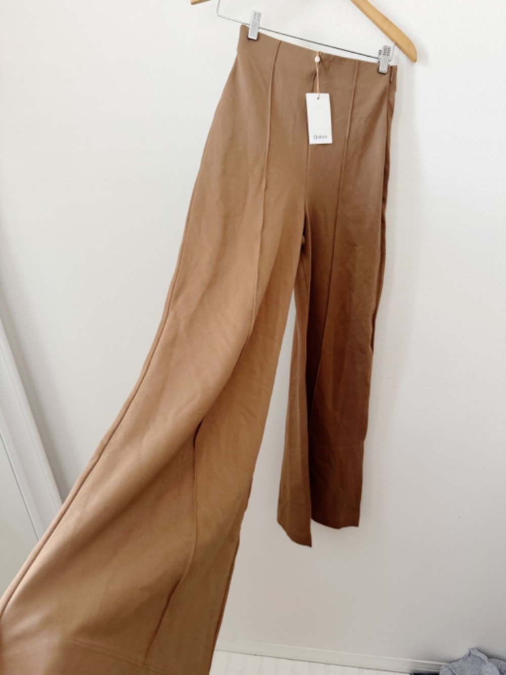 NWT Quince Ultra-Stretch Ponte Super Wide Leg Ankle Pants Brown S - Picture 5 of 6